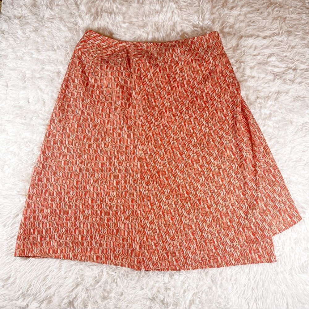 Vintage A Line Red Geometric Print Faux Wrap Mini Skirt SZ 8 EUC